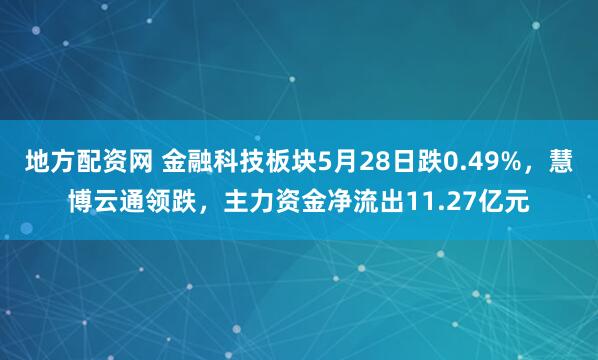 地方配资网 金融科技板块5月28日跌0.49%，慧博云通领跌，主力资金净流出11.27亿元